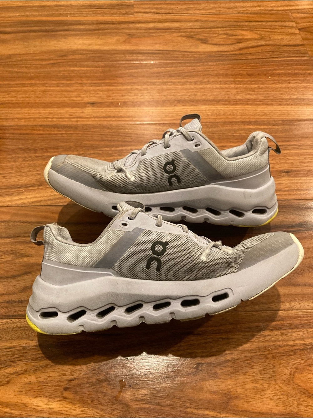 On Running Kids Cloudnova Sneakers in Light Grey with Yellow Accents